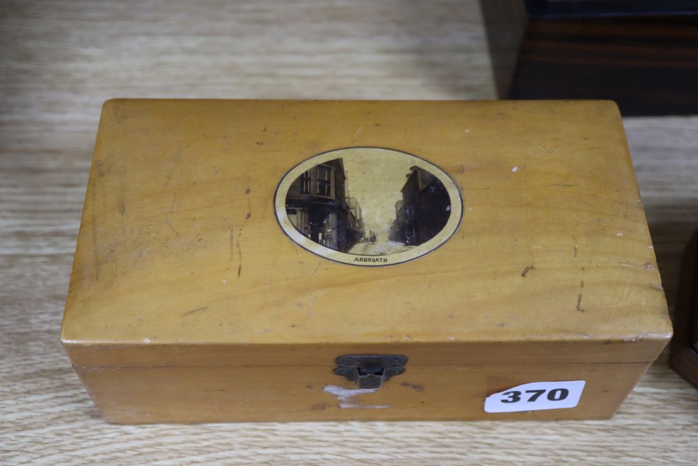 Five assorted boxes including treen, napkin rings, etc.